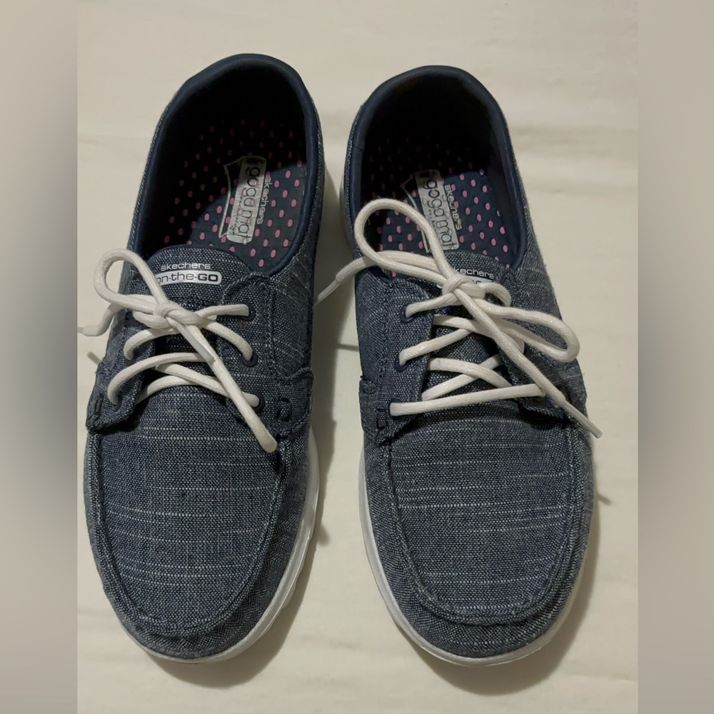 Navy and white denim sketchers